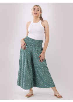 Shirred Waist Ditsy Floral Palazzo Trouser