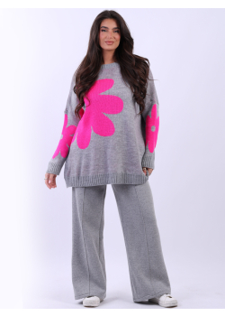 Fine Knit Oversized Floral Wooly Box Jumper