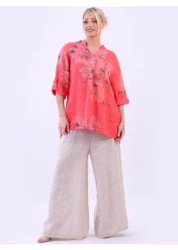 Ladies Linen Floral Print Tunic Top