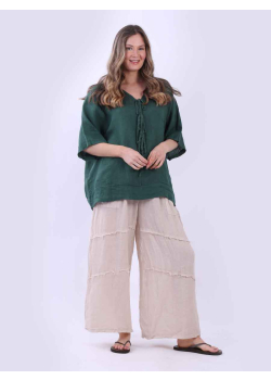 Plain Linen Lagenlook Tie Knot Tunic