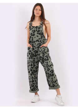 Leopard Print Cotton Lagenlook Dungaree