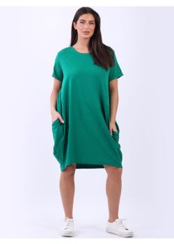 Plain Cotton Classy Lagenlook Dress