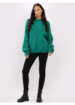 Plain Ribbed Knitted Batwing Lagenlook Woolen Jumper