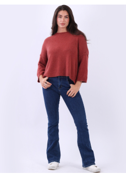 Plain Knitted Women Baggy Crop Jumper