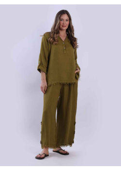 Italian Solid Linen Baggy Collared Shirt