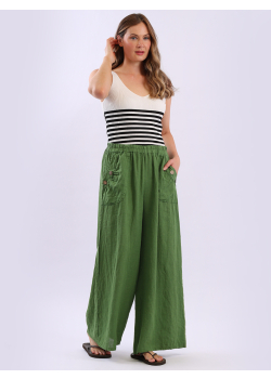 Plain Linen Wide Leg Summer Trouser
