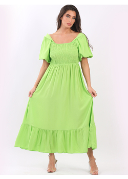 Women Shirred Smocked Long Maxi Sundress