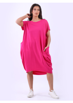 Plus Size Raw Edges Plain Cotton Slouchy Dress