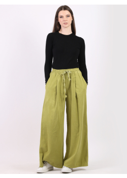 Plain Cotton Modish Waist Belt Wide Leg Trouser