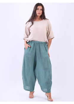 Ladies Cocoon Linen Plain Baggy Trouser