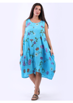 Floral Print Sleeveless Cotton Slouchy Dress