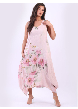 Sleeveless Linen Lagenlook Floral Sundress