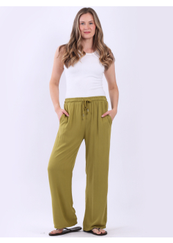 Women Plain Cotton Relaxed Fit Slant Pant