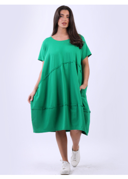 Oversized Front Pleated Cotton Lagenlook Dress