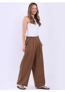 Solid Cotton Wide Leg Universal Fit Pant