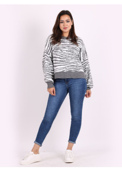 Made In Italy Knitted Stripy Lagenlook Crop Jumper 