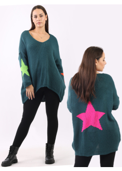 Knitted Triple Star Ladies Lagenlook Jumper