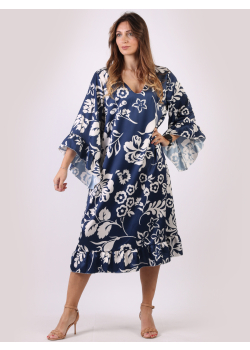 Chic Kimono Sleeves Lagenlook Floral Swing Dress