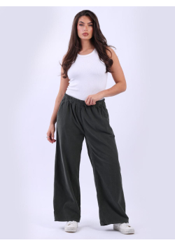 Cotton Corduroy Women Wide Leg Solid Trouser