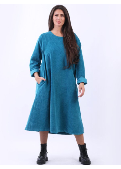 Ladies Cotton Lagenlook Corduroy Dress