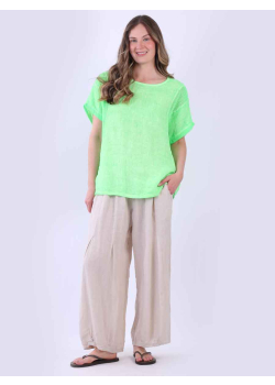 Plain Linen Lagenlook Mesh Net Tunic Top