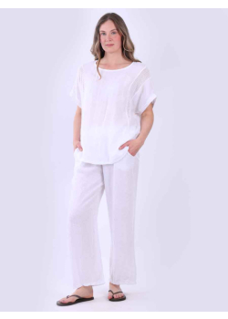 Plain Linen Lagenlook Mesh Net Tunic Top