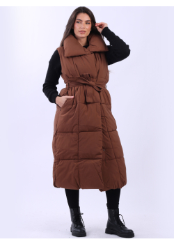 Women Oversized Sleeveless Long Puffer Jacket
