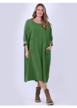Circle Patch Cotton Lagenlook Oversized Midi Dress