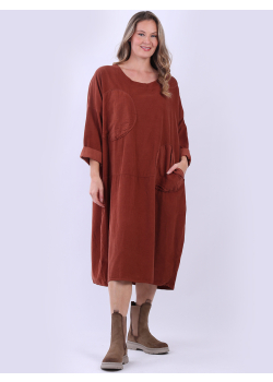 Circle Patch Cotton Lagenlook Oversized Midi Dress