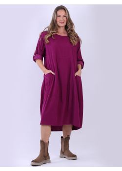 Plus Size Women Cotton Corduroy Midi Dress