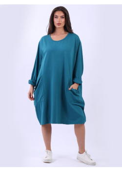 Solid Cotton Oversized Slouchy Midi Dress