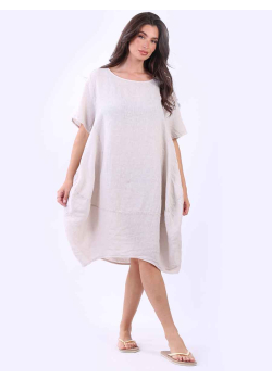 Plus Size Women Linen Slouch Dress