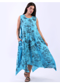 Printed Cotton Modish Cut Oversized Sleeveless Dress