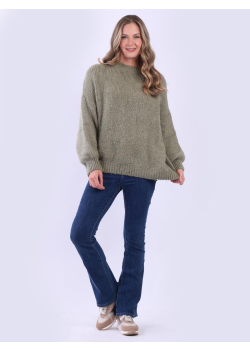 Funnel Neck Woolen Knit Ribbed Crop Jumper