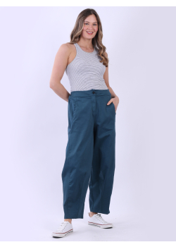 Oversized Solid Cotton Women Formal Pant