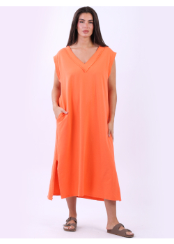 Oversized Padded Shoulder Solid Midi Dress