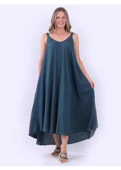 Plus Size Plain Strappy Linen Flowy Maxi 