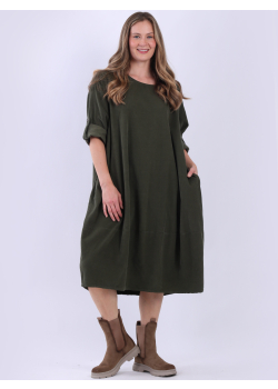 Plus Size Plain Cotton Corduroy Dress