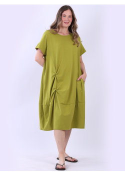 Ruched Side Solid Cotton Oversized Midi Dress