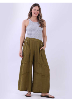 Frayed Edge Casual Linen Flowy Trouser 