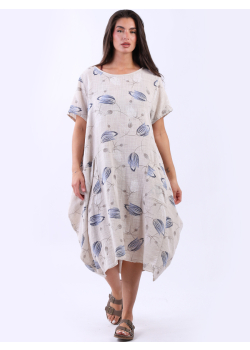 Women Lagenlook Cotton Print Summer Midi Dress