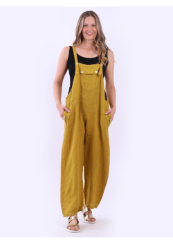 Plus Size Square Neck Strappy Pabo Linen Jumpsuit