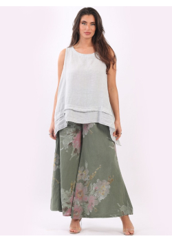 Ladies Floral Print Linen Palazzo