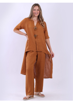Plain Linen Hi-Lo Lagenlook Oversized Dress