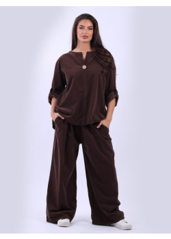 Plain Lagenlook Cotton Corduroy Women Shirt