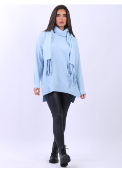 Oversized Cable Knit Lagenlook Scarf Jumper