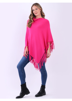 Plain Cowl Neck Knitted Poncho