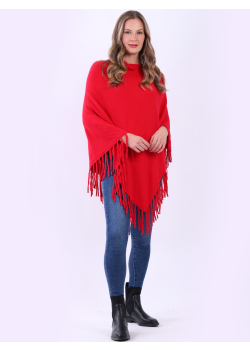 Plain Cowl Neck Knitted Poncho