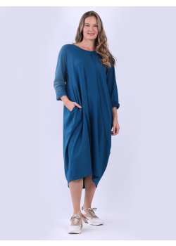 Ladies Plain Cotton Lagenlook Slouchy Dress