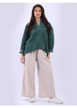 Dipped Hem Ladies Solid Cotton Blouse